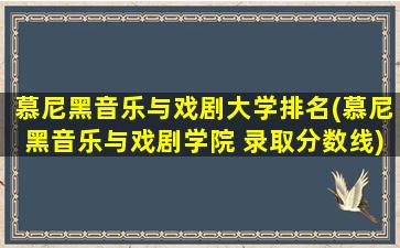 慕尼黑音乐与戏剧大学排名(慕尼黑音乐与戏剧学院 录取分数线)